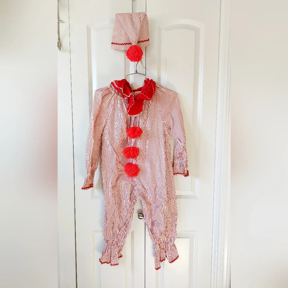 3pc Red Pinstripe Vintage 70s Clown Costume size 3-4T‎ Halloween